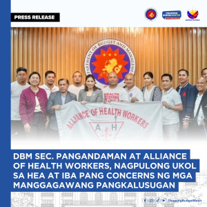 DBM Sec. Pangandaman at Alliance of Health Workers, Nagpulong ukol sa HEA at iba pang Concerns ng mga Manggagawang Pangkalusugan