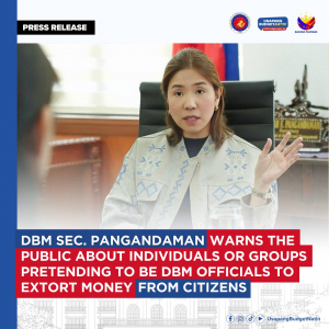 DBM SEC. Pangandaman Warns the Public about Individuals or Groups Pretending to be DBM Officials to Extort Money from Citizens