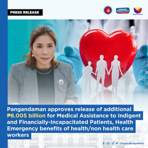 Pangandaman approves release of additional P8.005 billion for Medical Assistance to Indigent and Financially-Incapacitated Patients, Health Emergency benefits of health/non health care workers