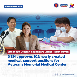 Enhanced veteran healthcare under PBBM admin DBM approves 102 newly created medical, support positions for Veterans Memorial Medical Center