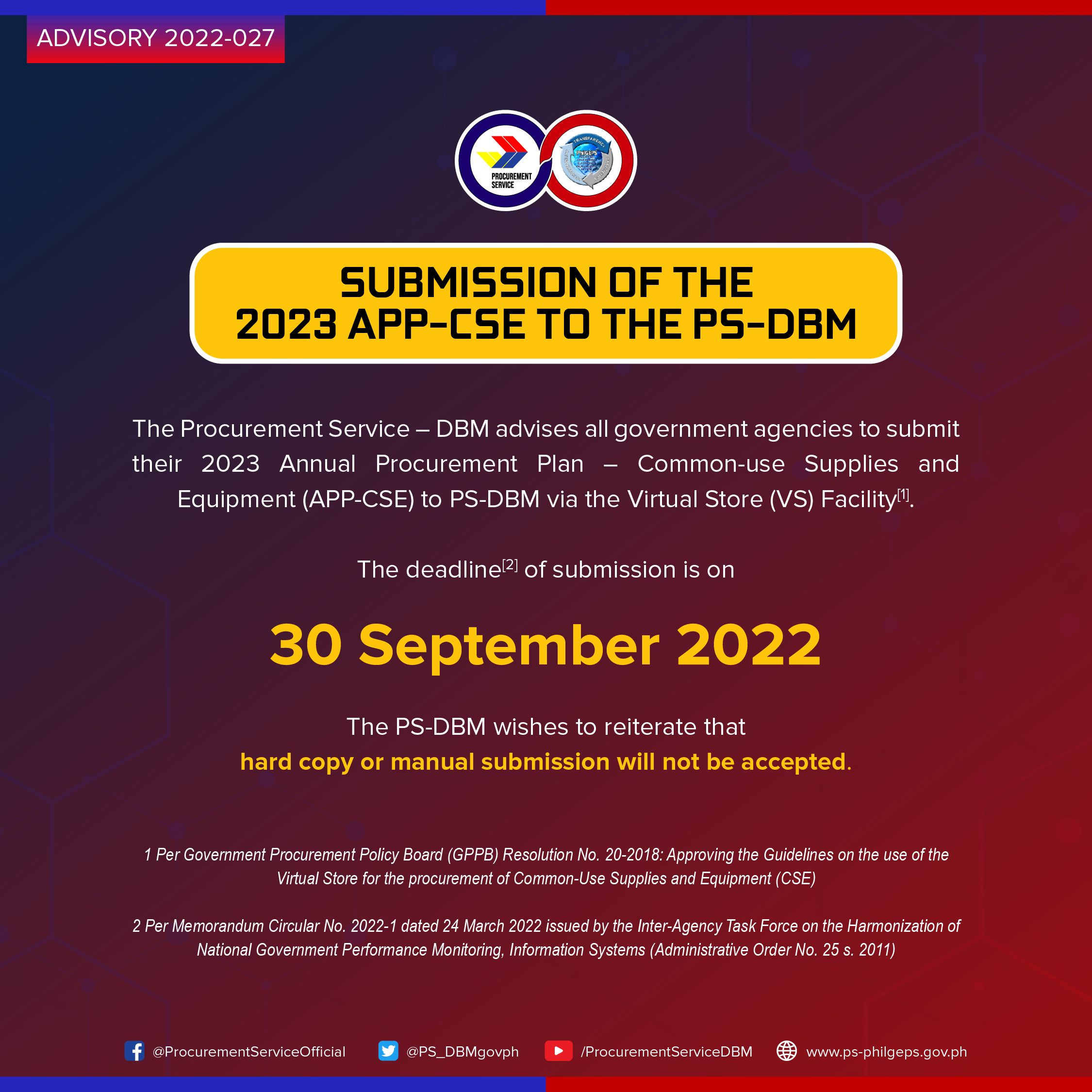 Philgeps ADV 2022 08 SUBMISSION OF THE 2023 APP CSE