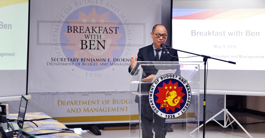 pr DBM Secretary Benjamin Diokno talks with media during Breakfast with Ben held on May 9 at DBM Office