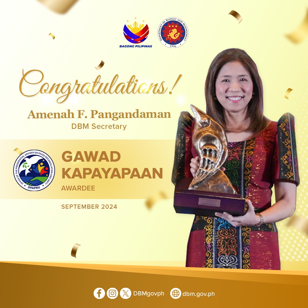 DBM Secretary Pangandaman receives Gawad Kapayapaan Award