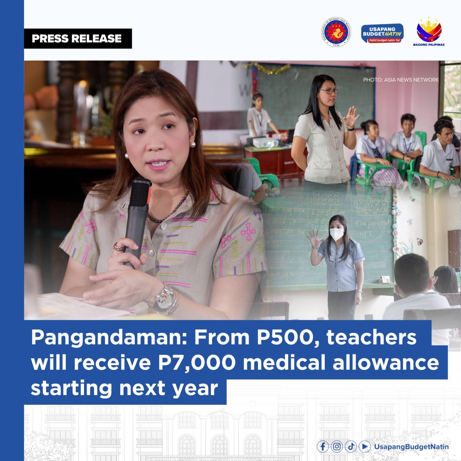 From P500, teachers to receive P7,000 medical allowance starting next year
